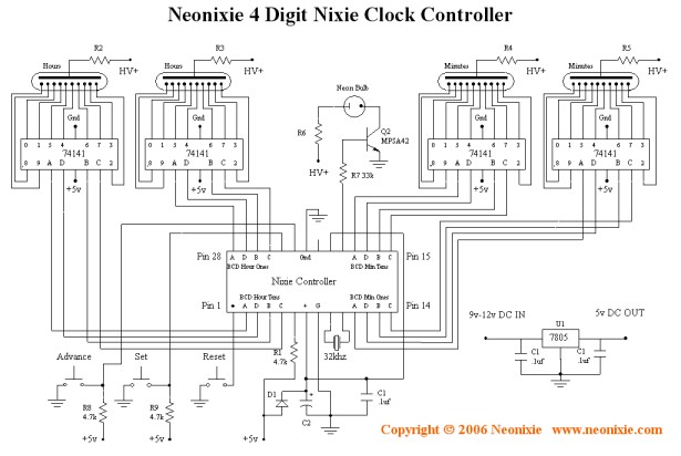 4 Digit Nixie Tube Clock Controller Chip