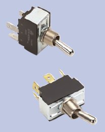 125V Inc. NTE Electronics 54-057 Bat Handle Toggle Switch ON-OFF-ON Action Brass/Nickel Plate Actuator DPST Circuit 15 Amp Screw Type Terminal 