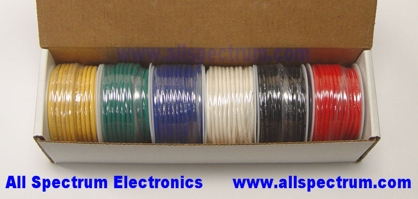 Hook Up Wire Set, 22AWG STRANDED CORE, UL / CSA, 6 x 25 ft spools