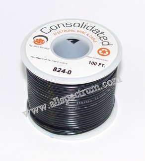 Hook Up Wire, 28AWG STRANDED CORE, UL / CSA, 100ft spool, BLACK  CONWIRE-814-0 - All Spectrum Electronics