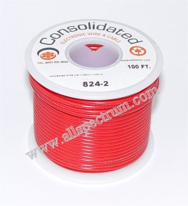 Hook Up Wire, 28AWG STRANDED CORE, UL / CSA, 500ft spool, RED  CONWIRE-814-2-500FT - All Spectrum Electronics