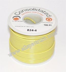 Hook Up Wire, 28AWG STRANDED CORE, UL / CSA, 100ft spool, YELLOW  CONWIRE-814-4 - All Spectrum Electronics