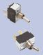 Bat Handle Toggle Switch, SPST, ON/NONE/OFF, Brass/Nickel Plate Actuator, Screw Terminal