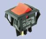 Miniature Snap-In Nylon Illuminated Rocker Switch, DPST, OFF/NONE/ON, Red Lens Color, .250" Tab (Q.C.)