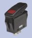 Waterproof Miniature Illuminated Rocker Switch, SPST, ON/NONE/OFF, IP66 Waterproof, 110v AC Neon, RED, .250" Tab (Q.C.)