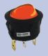 Snap-In Round Hole Illuminated Rocker Switch, SPST, ON/NONE/OFF, Nylon RED Actuator, 110V (AC) Neon, .187" Tab (Q.C.)